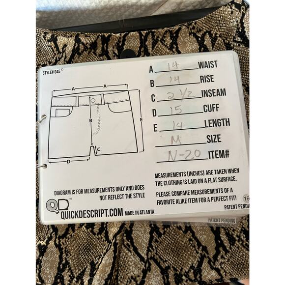 vestique women python wide shorts plaid cream brown sz medium button front - Picture 8 of 11